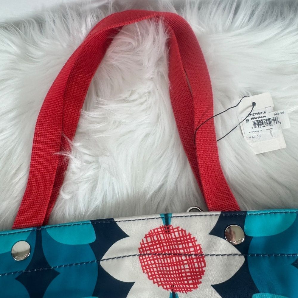 Fossil Keyper East West Tote Blue Floral Coated Canvas NWT - Picture 3 of 9
